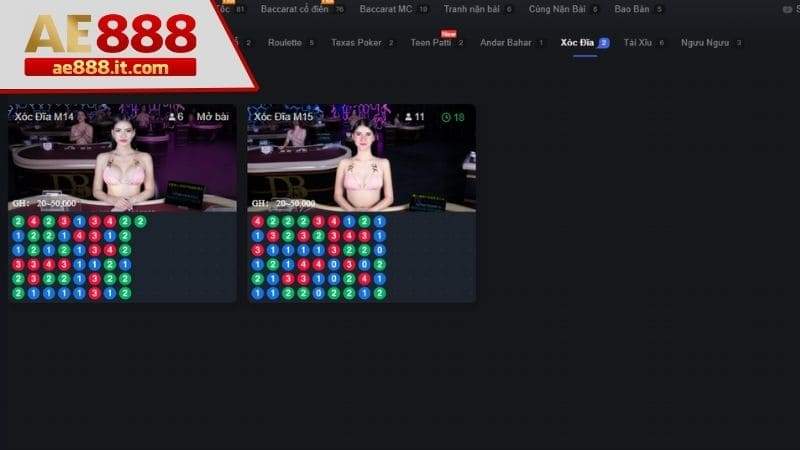 Chọn chơi xóc đĩa trong danh mục các trò chơi