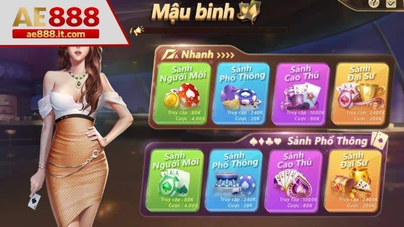Chọn phòng chơi mậu binh theo mức cược phù hợp