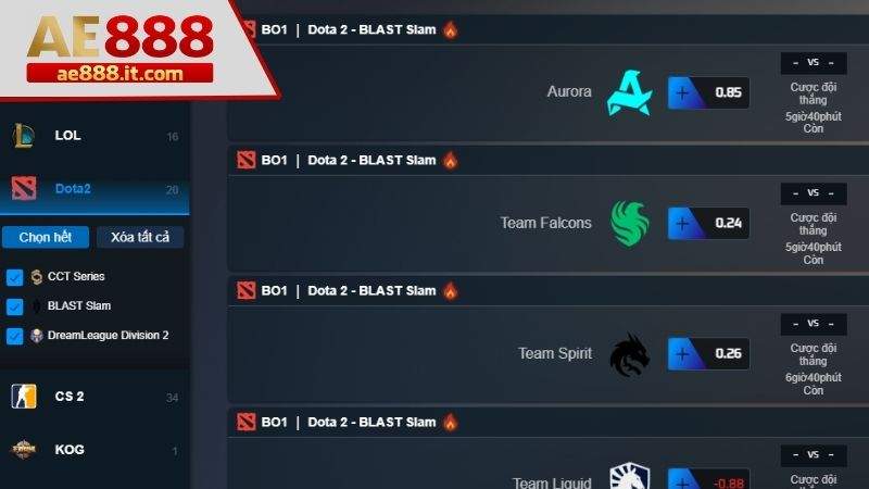 Giới thiệu về cá cược Dota 2 tại E-Sports AE888