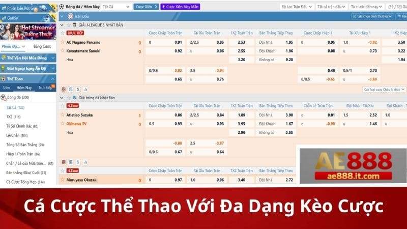 Đa dạng các kèo cược thể thao hấp dẫn