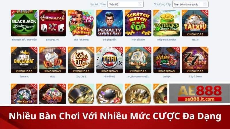 Đa dạng sảnh chơi và trò chơi